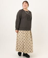 OLKKD23069 eur3(エウルキューブ) 【大きいサイズ】ジョーゼットダンボールロゴプルオーバー ダークグレー