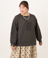 OLKKD23069 eur3(エウルキューブ) 【大きいサイズ】ジョーゼットダンボールロゴプルオーバー ダークグレー