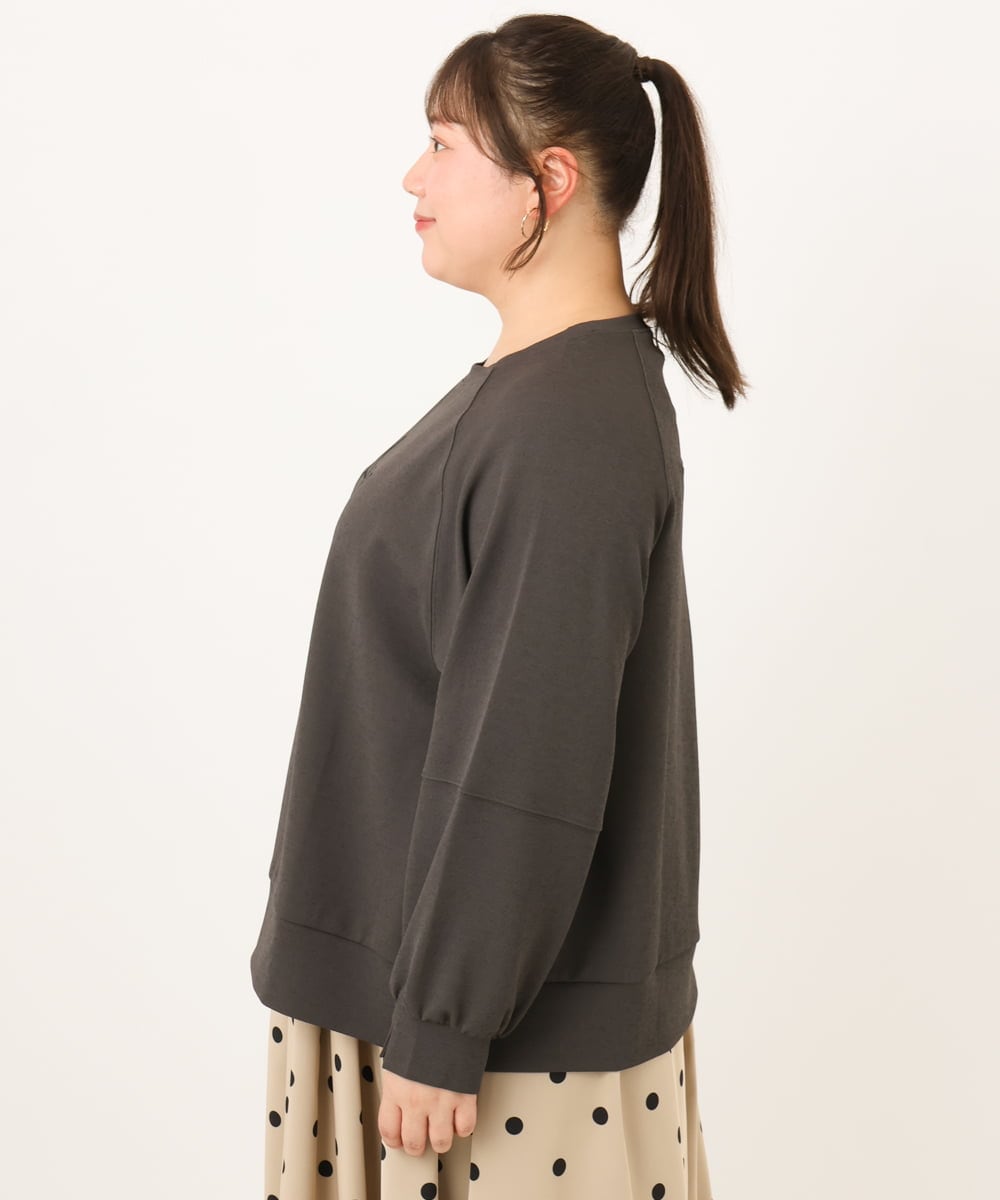 OLKKD23069 eur3(エウルキューブ) 【大きいサイズ】ジョーゼットダンボールロゴプルオーバー ダークグレー