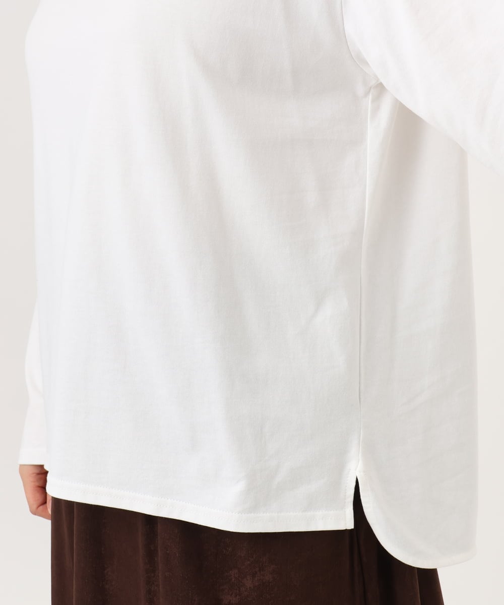 OLKLD16064 eur3(エウルキューブ) 【大きいサイズ】コットンロゴ長袖Tシャツ ホワイト