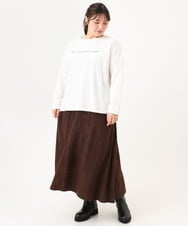 OLKLD16064 eur3(エウルキューブ) 【大きいサイズ】コットンロゴ長袖Tシャツ ホワイト