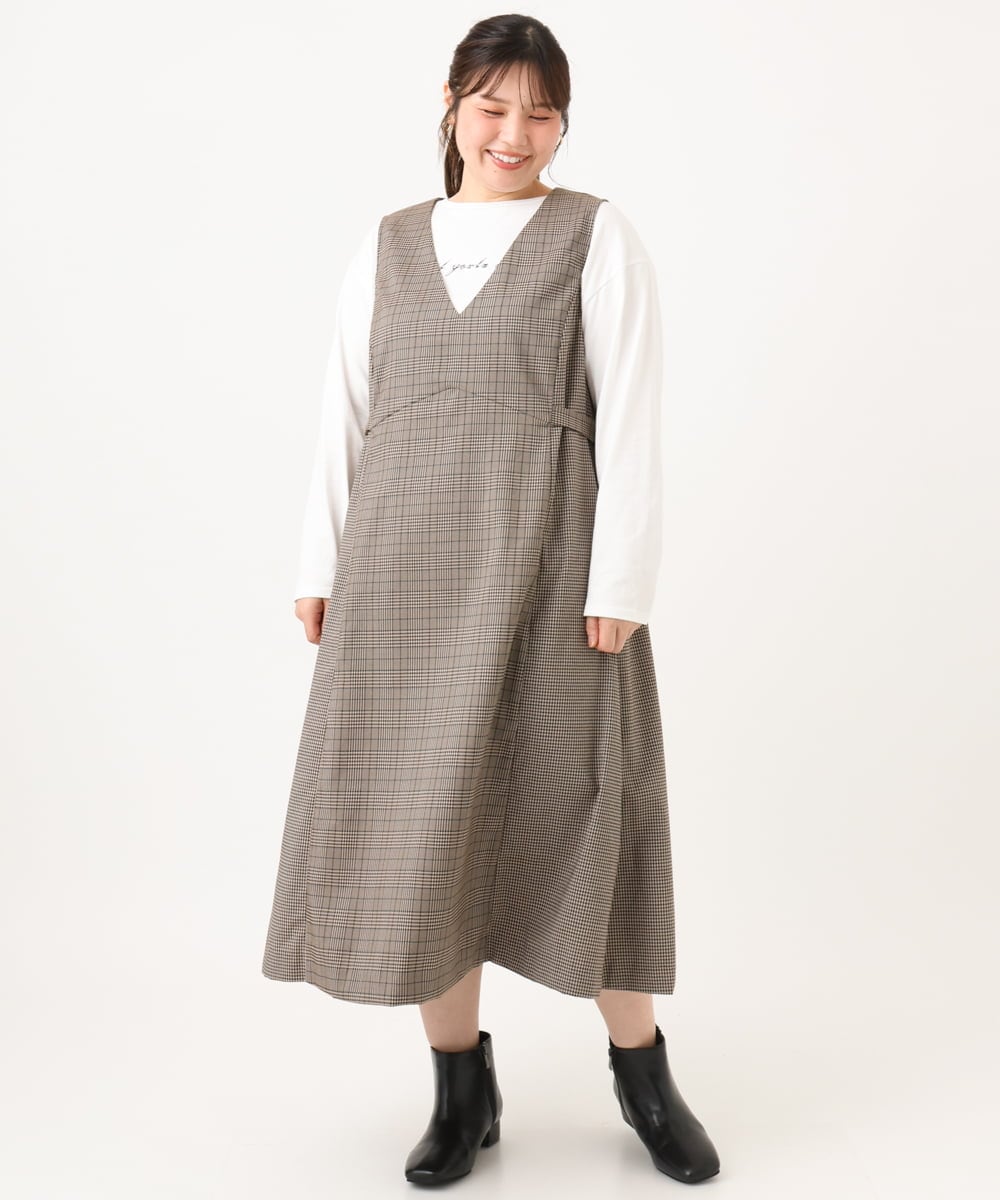 OLKLD16064 eur3(エウルキューブ) 【大きいサイズ】コットンロゴ長袖Tシャツ ホワイト