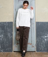 OLKLD16064 eur3(エウルキューブ) 【大きいサイズ】コットンロゴ長袖Tシャツ ホワイト
