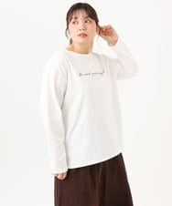 OLKLD16064 eur3(エウルキューブ) 【大きいサイズ】コットンロゴ長袖Tシャツ ホワイト
