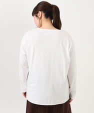 OLKLD16064 eur3(エウルキューブ) 【大きいサイズ】コットンロゴ長袖Tシャツ ホワイト