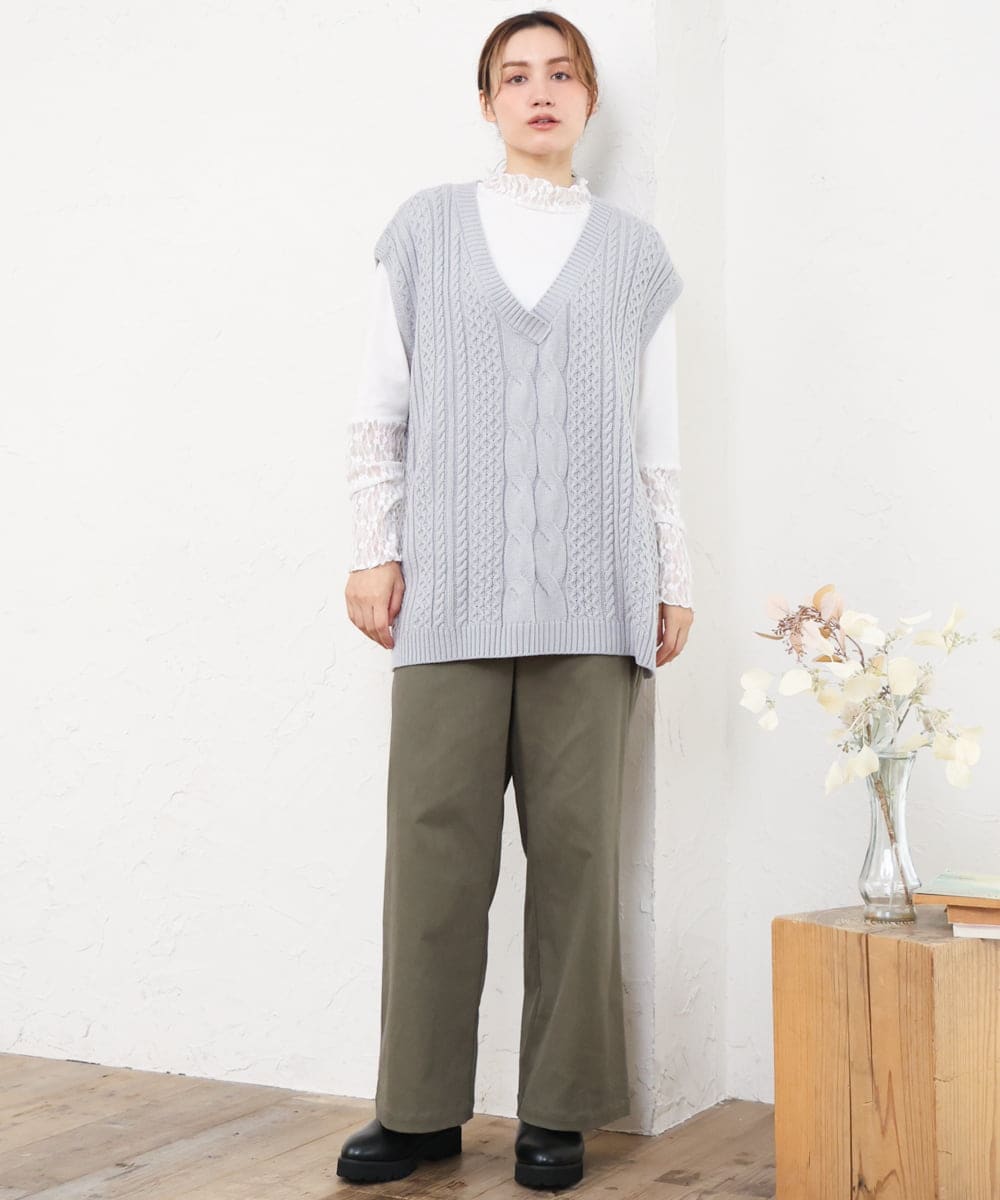 OLKLD17054 eur3(エウルキューブ) 【大きいサイズ】レースコンビトップス ホワイト