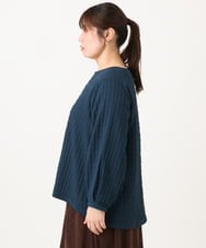 OLKLD19069 eur3(エウルキューブ) 【大きいサイズ】千鳥ジャカードカットソー ネイビー