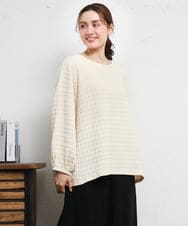 OLKLD19069 eur3(エウルキューブ) 【大きいサイズ】千鳥ジャカードカットソー アイボリー