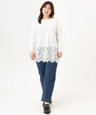 OLKLD21064 eur3(エウルキューブ) 【大きいサイズ】レースヘムカットソー ホワイト