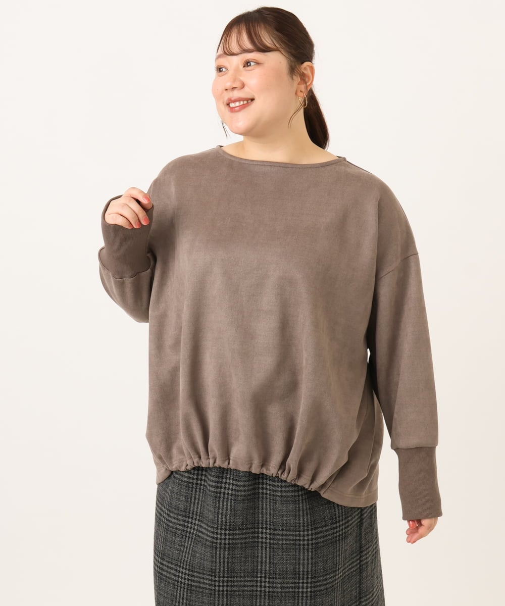 OLKLD31089 eur3(エウルキューブ) 【大きいサイズ】スエードダンボールプルオーバー モカ