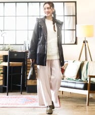 OLLAD11099 eur3(エウルキューブ) 【大きいサイズ】ロイヤルヒート裏起毛ワイドパンツ ライトピンク(01)