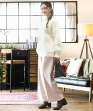 OLLAD11099 eur3(エウルキューブ) 【大きいサイズ】ロイヤルヒート裏起毛ワイドパンツ ライトピンク(01)