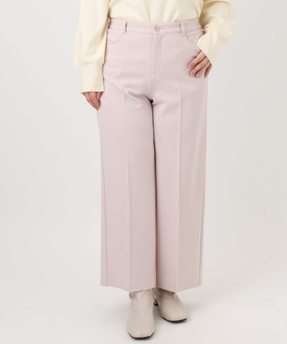 OLLAD11099 eur3(エウルキューブ) 【大きいサイズ】ロイヤルヒート裏起毛ワイドパンツ ライトピンク(01)