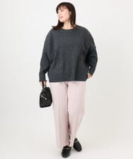 OLLAD11099 eur3(エウルキューブ) 【大きいサイズ】ロイヤルヒート裏起毛ワイドパンツ ライトピンク(01)
