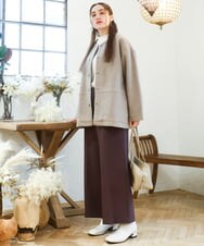 OLLAD11099 eur3(エウルキューブ) 【大きいサイズ】ロイヤルヒート裏起毛ワイドパンツ ダークブラウン(87)