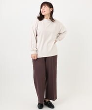 OLLAD11099 eur3(エウルキューブ) 【大きいサイズ】ロイヤルヒート裏起毛ワイドパンツ ダークブラウン(87)