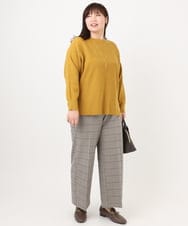 OLLAD11099 eur3(エウルキューブ) 【大きいサイズ】ロイヤルヒート裏起毛ワイドパンツ ライトグレー(91)
