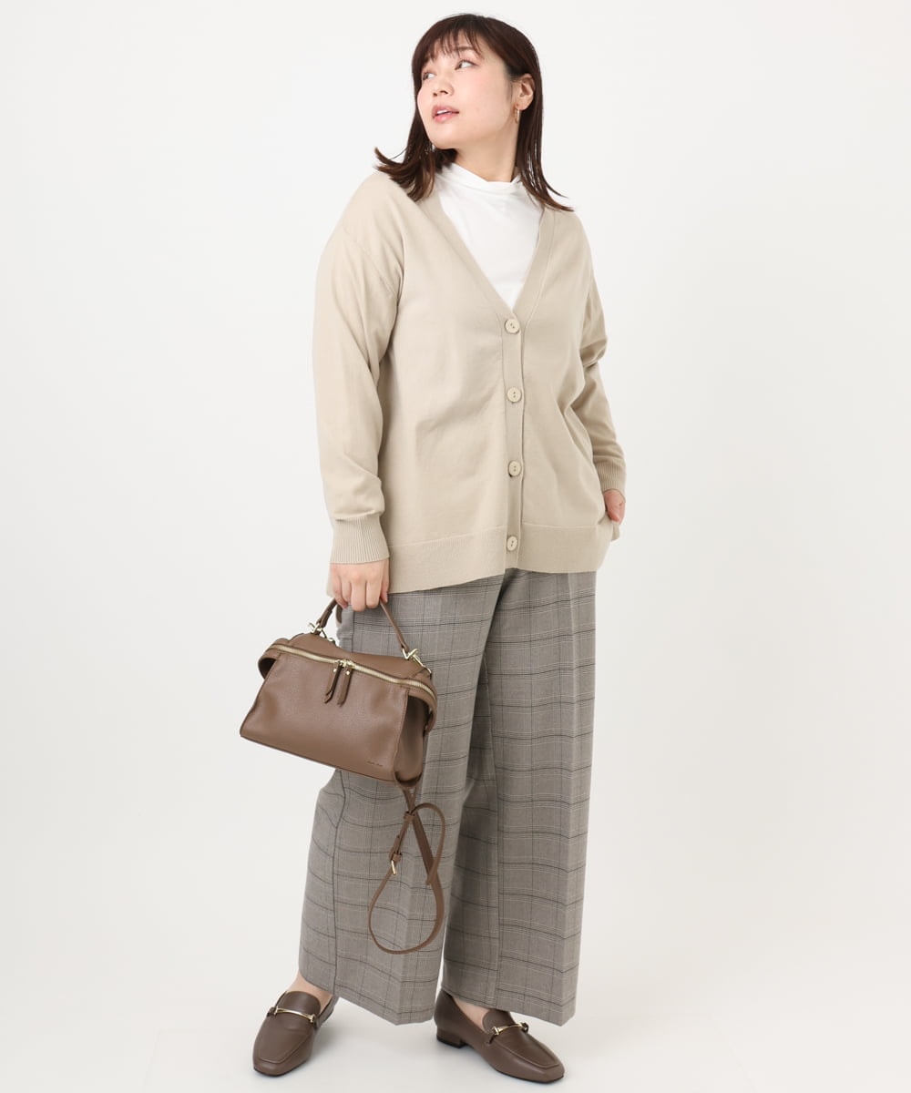 OLLAD11099 eur3(エウルキューブ) 【大きいサイズ】ロイヤルヒート裏起毛ワイドパンツ ライトグレー(91)