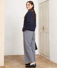 OLLAD11099 eur3(エウルキューブ) 【大きいサイズ】ロイヤルヒート裏起毛ワイドパンツ ダークグレー(93)