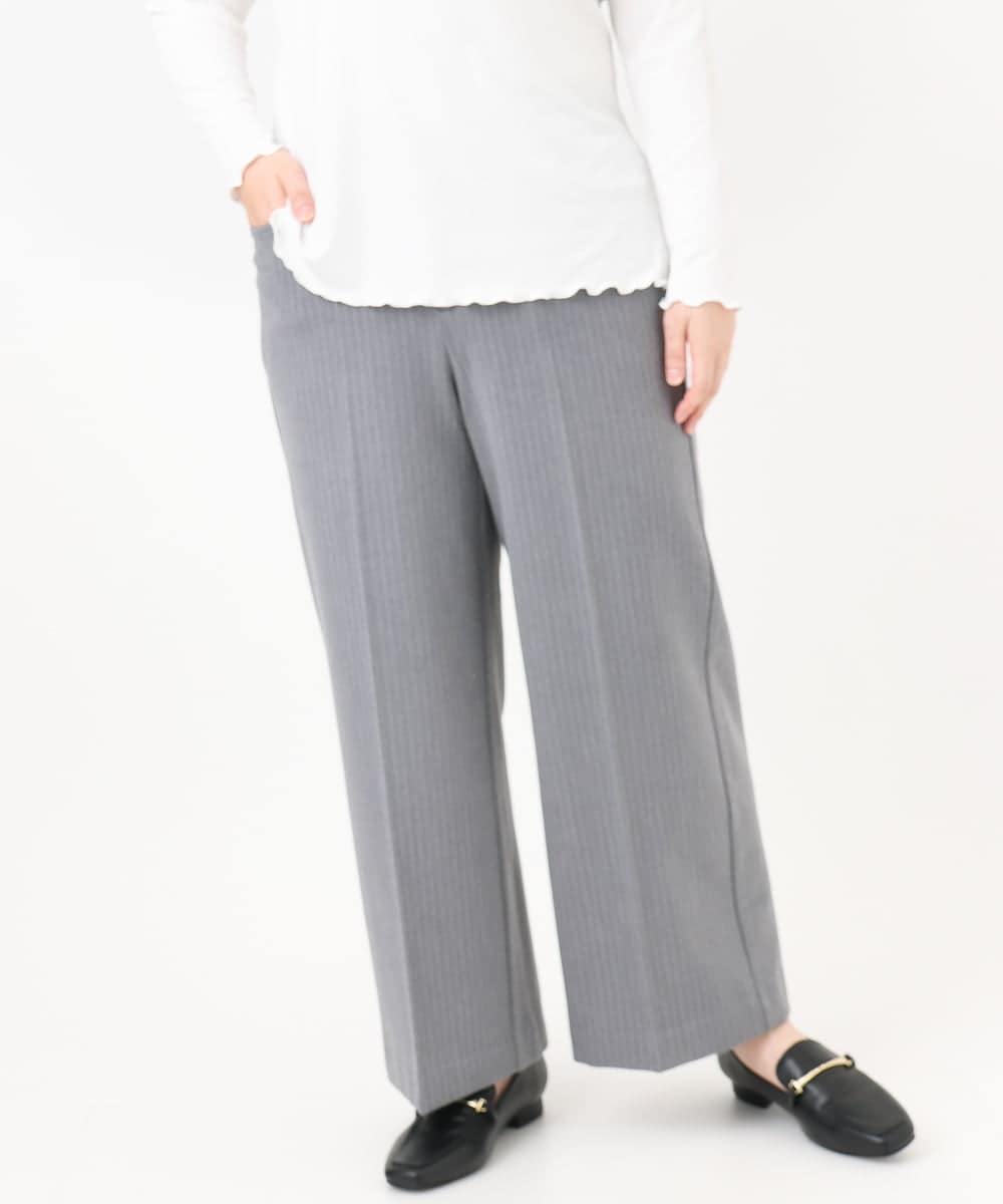 OLLAD11099 eur3(エウルキューブ) 【大きいサイズ】ロイヤルヒート裏起毛ワイドパンツ ダークグレー(93)