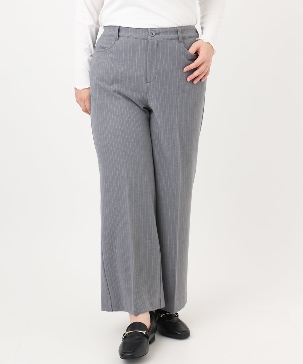 OLLAD11099 eur3(エウルキューブ) 【大きいサイズ】ロイヤルヒート裏起毛ワイドパンツ ダークグレー(93)