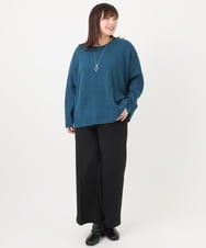 OLLAD11099 eur3(エウルキューブ) 【大きいサイズ】ロイヤルヒート裏起毛ワイドパンツ ブラック(94)