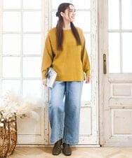OLLAD24109 eur3(エウルキューブ) 【大きいサイズ】ストレートデニムパンツ ブルー(55)