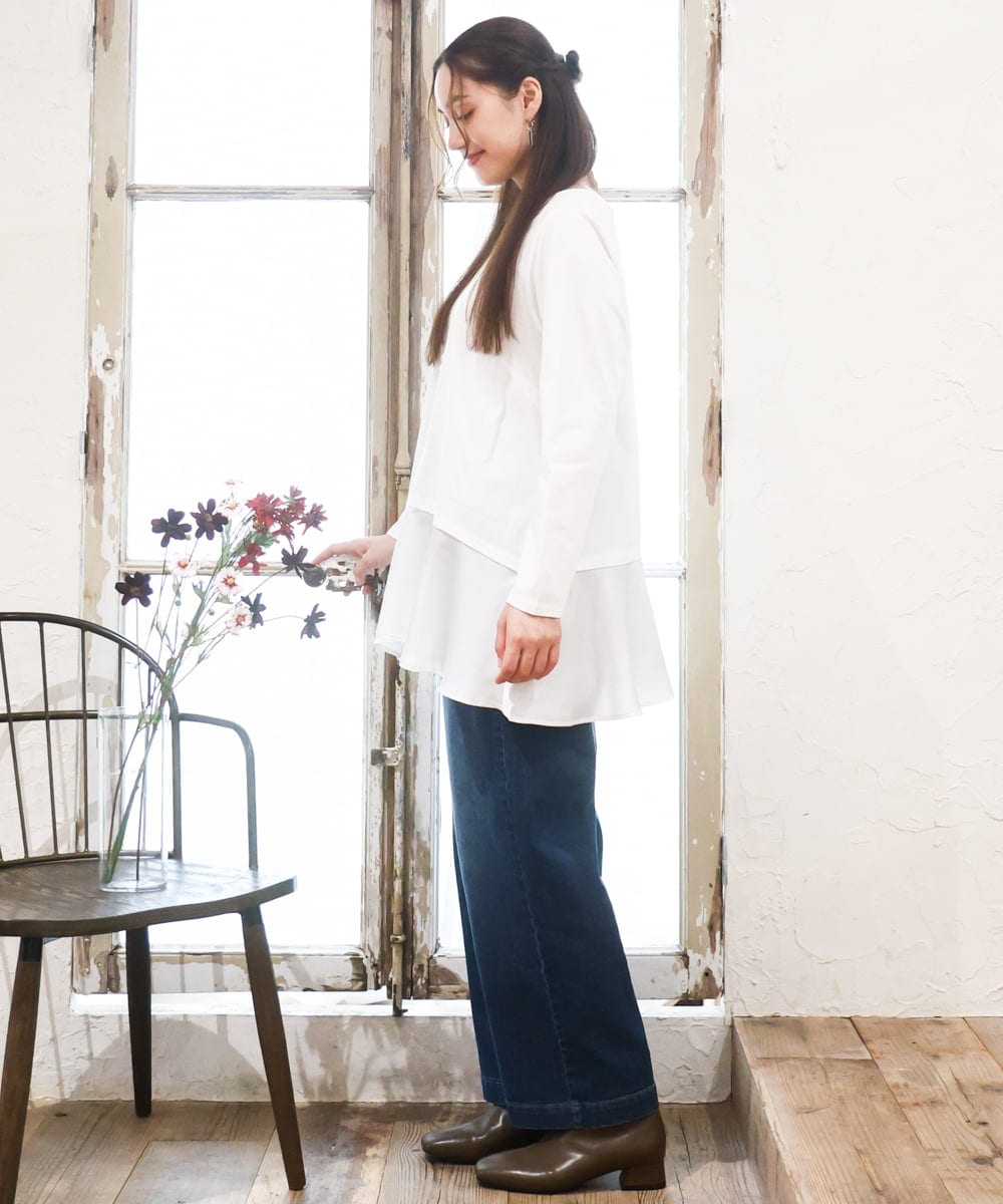 OLLAD24109 eur3(エウルキューブ) 【大きいサイズ】ストレートデニムパンツ ネイビー(57)