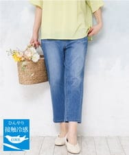 OLLFD17089 eur3(エウルキューブ) 【大きいサイズ/接冷感触】ストレッチゆるフィットデニム ブルー