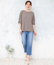 OLLFD17089 eur3(エウルキューブ) 【大きいサイズ/接冷感触】ストレッチゆるフィットデニム ブルー