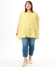 OLLFD17089 eur3(エウルキューブ) 【大きいサイズ/接冷感触】ストレッチゆるフィットデニム ブルー