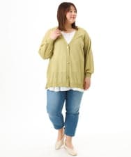 OLLFD17089 eur3(エウルキューブ) 【大きいサイズ/接冷感触】ストレッチゆるフィットデニム ブルー
