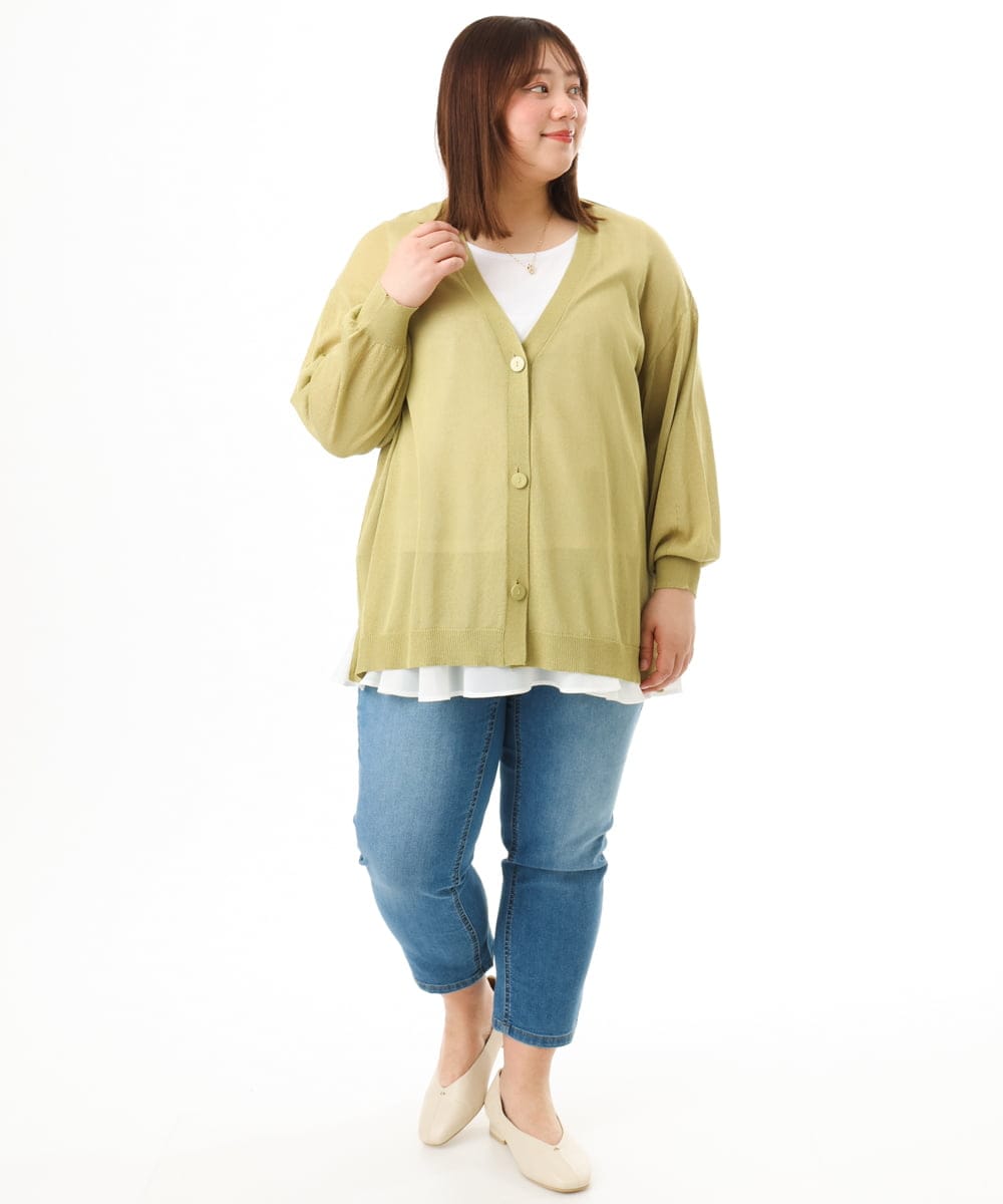 OLLFD17089 eur3(エウルキューブ) 【大きいサイズ/接冷感触】ストレッチゆるフィットデニム ブルー