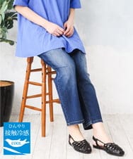 OLLFD17089 eur3(エウルキューブ) 【大きいサイズ/接冷感触】ストレッチゆるフィットデニム ネイビー