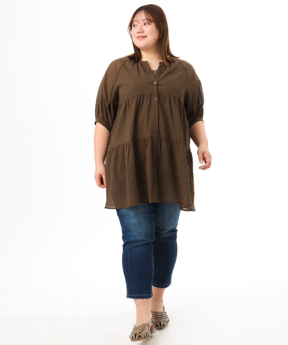 OLLFD17089 eur3(エウルキューブ) 【大きいサイズ/接冷感触】ストレッチゆるフィットデニム ネイビー