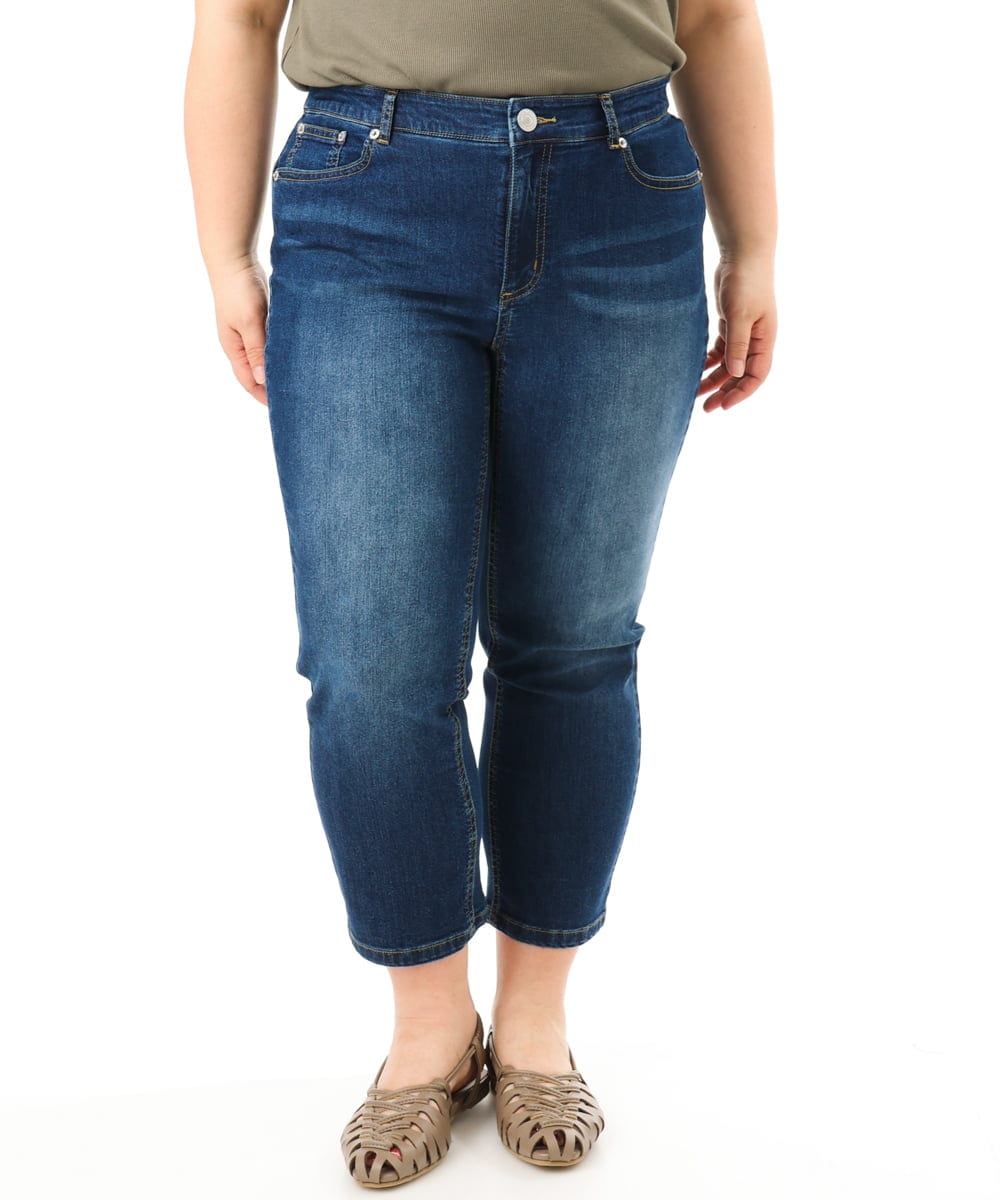 OLLFD17089 eur3(エウルキューブ) 【大きいサイズ/接冷感触】ストレッチゆるフィットデニム ネイビー