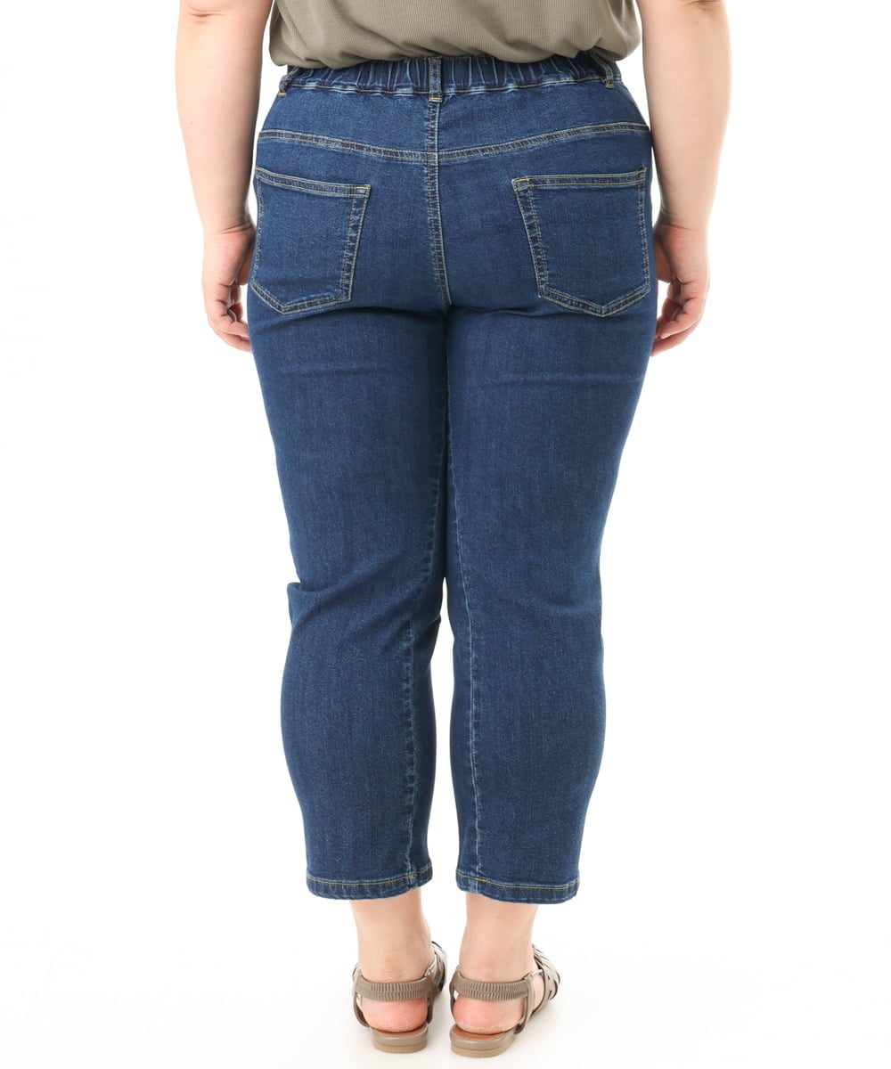 OLLFD17089 eur3(エウルキューブ) 【大きいサイズ/接冷感触】ストレッチゆるフィットデニム ネイビー