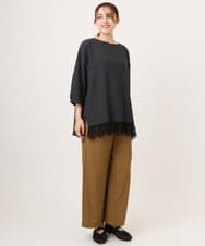 OLLFD18099 eur3(エウルキューブ) 【大きいサイズ】ストレッチワイドイージーパンツ キャメル