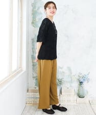 OLLFD18099 eur3(エウルキューブ) 【大きいサイズ】ストレッチワイドイージーパンツ キャメル