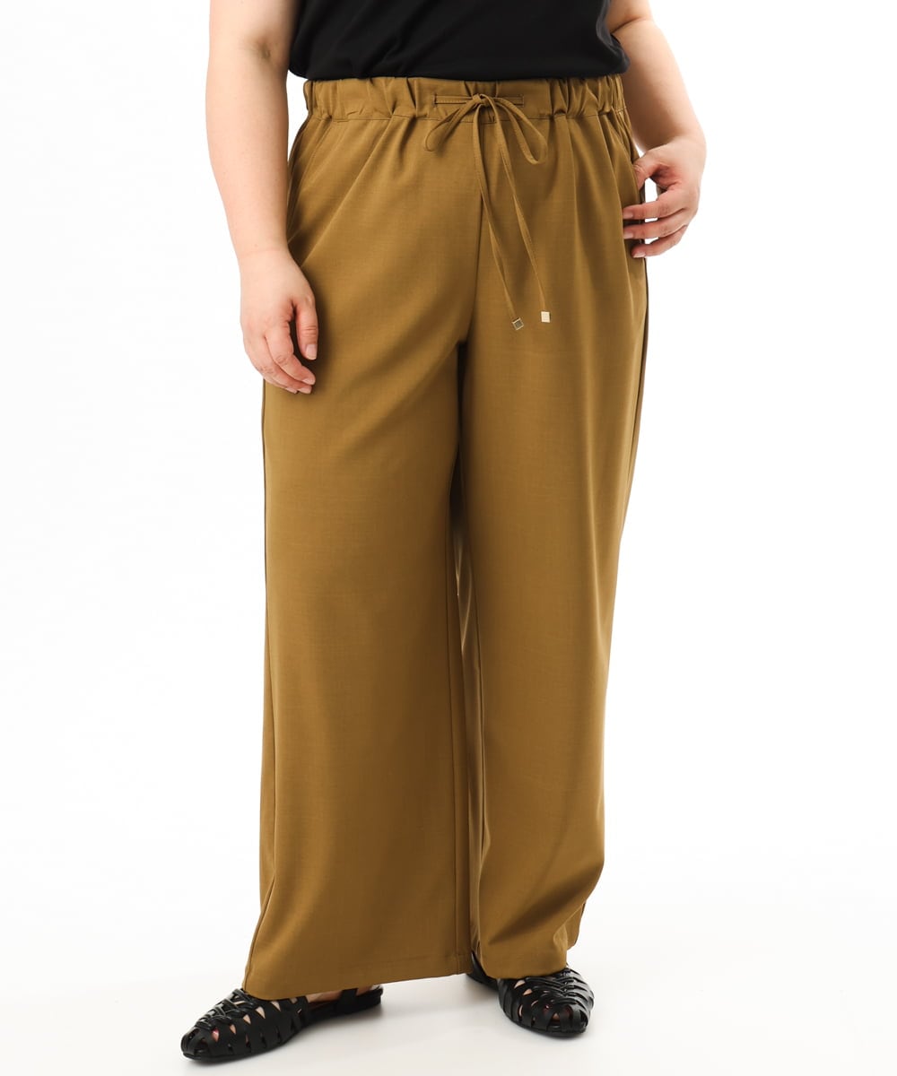 OLLFD18099 eur3(エウルキューブ) 【大きいサイズ】ストレッチワイドイージーパンツ キャメル