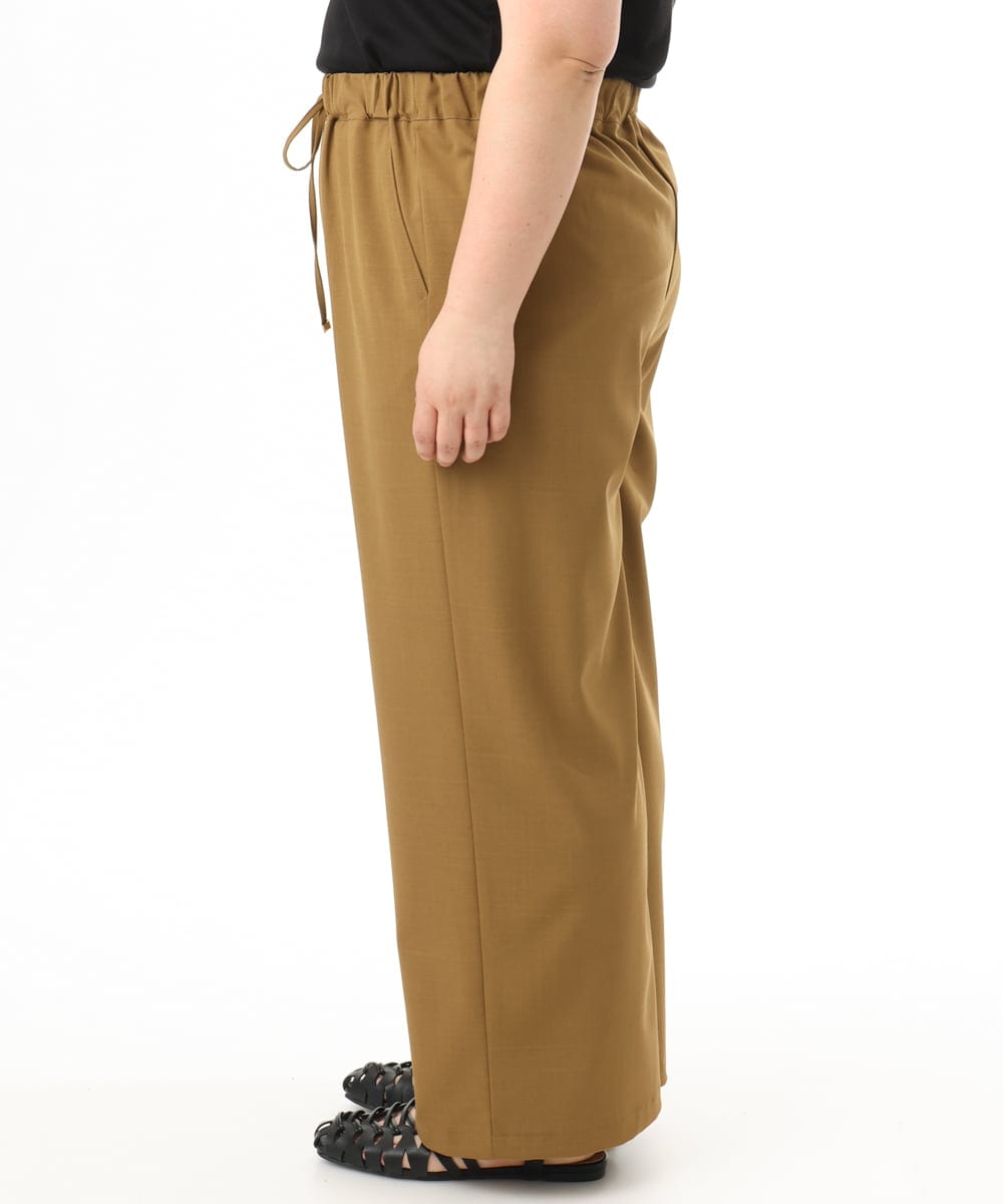 OLLFD18099 eur3(エウルキューブ) 【大きいサイズ】ストレッチワイドイージーパンツ キャメル