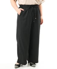 OLLFD18099 eur3(エウルキューブ) 【大きいサイズ】ストレッチワイドイージーパンツ ブラック