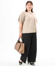 OLLFD18099 eur3(エウルキューブ) 【大きいサイズ】ストレッチワイドイージーパンツ ブラック