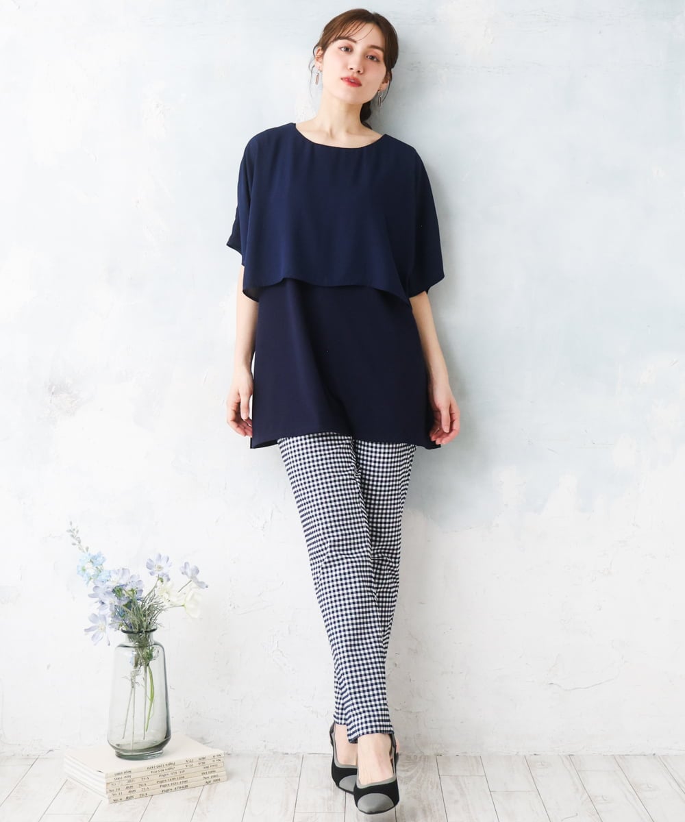 OLLGD15089 eur3(エウルキューブ) 【大きいサイズ/接触冷感】ハイパーストレッチパンツ ネイビー