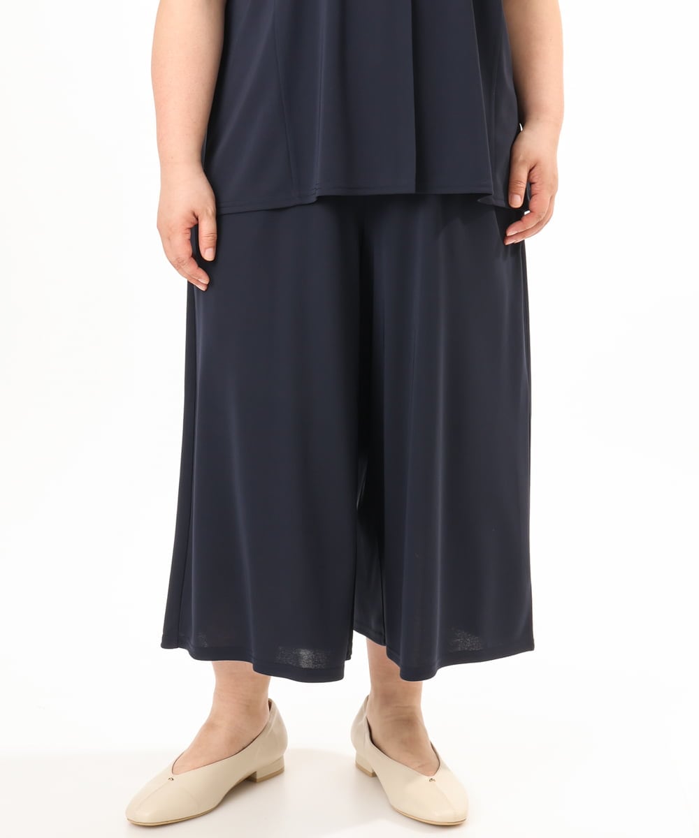 OLLGD29089 eur3(エウルキューブ) 【大きいサイズ/接触冷感/セットアップ対応】ジャージーワイドパンツ ネイビー