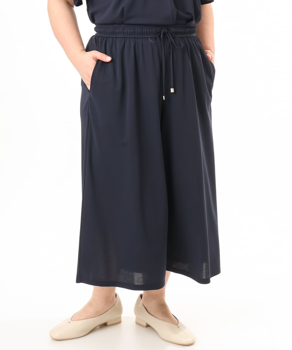 OLLGD29089 eur3(エウルキューブ) 【大きいサイズ/接触冷感/セットアップ対応】ジャージーワイドパンツ ネイビー