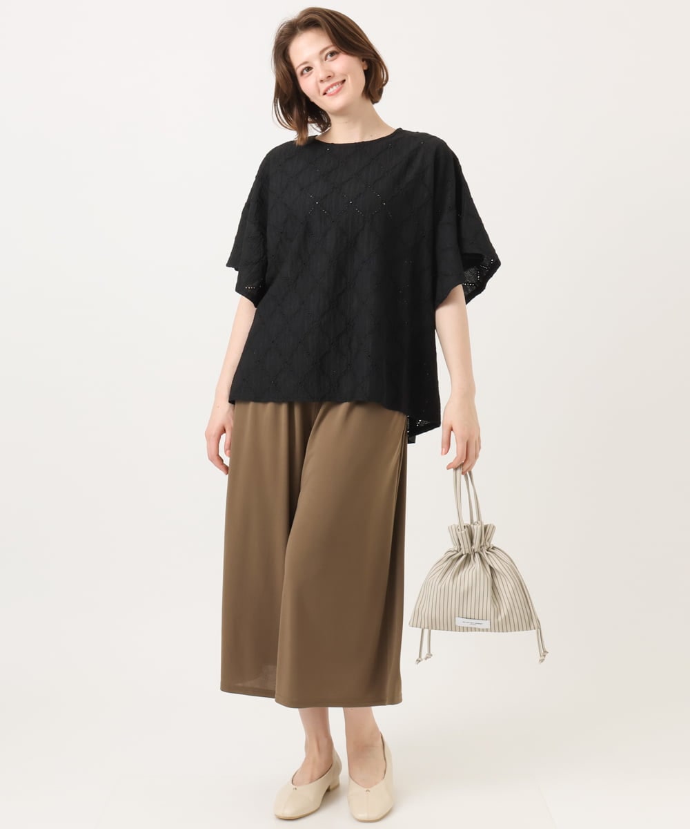 OLLGD29089 eur3(エウルキューブ) 【大きいサイズ/接触冷感/セットアップ対応】ジャージーワイドパンツ モカ