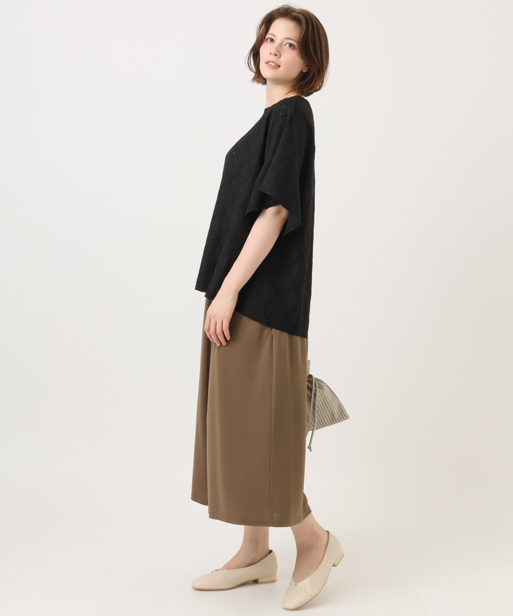 OLLGD29089 eur3(エウルキューブ) 【大きいサイズ/接触冷感/セットアップ対応】ジャージーワイドパンツ モカ