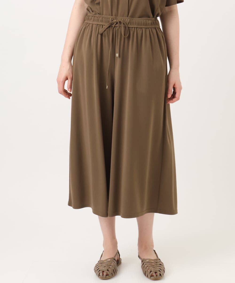 OLLGD29089 eur3(エウルキューブ) 【大きいサイズ/接触冷感/セットアップ対応】ジャージーワイドパンツ モカ