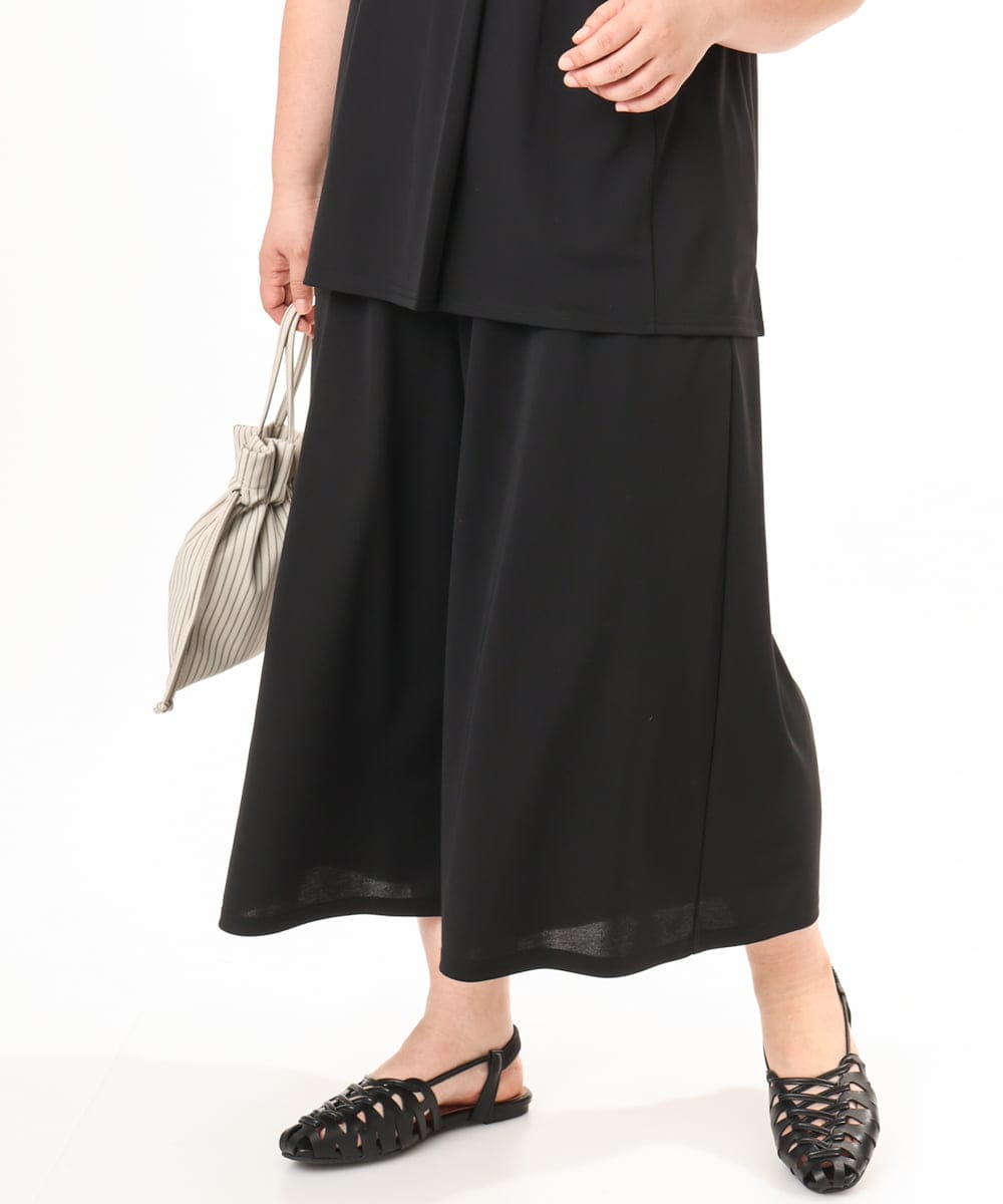 OLLGD29089 eur3(エウルキューブ) 【大きいサイズ/接触冷感/セットアップ対応】ジャージーワイドパンツ ブラック